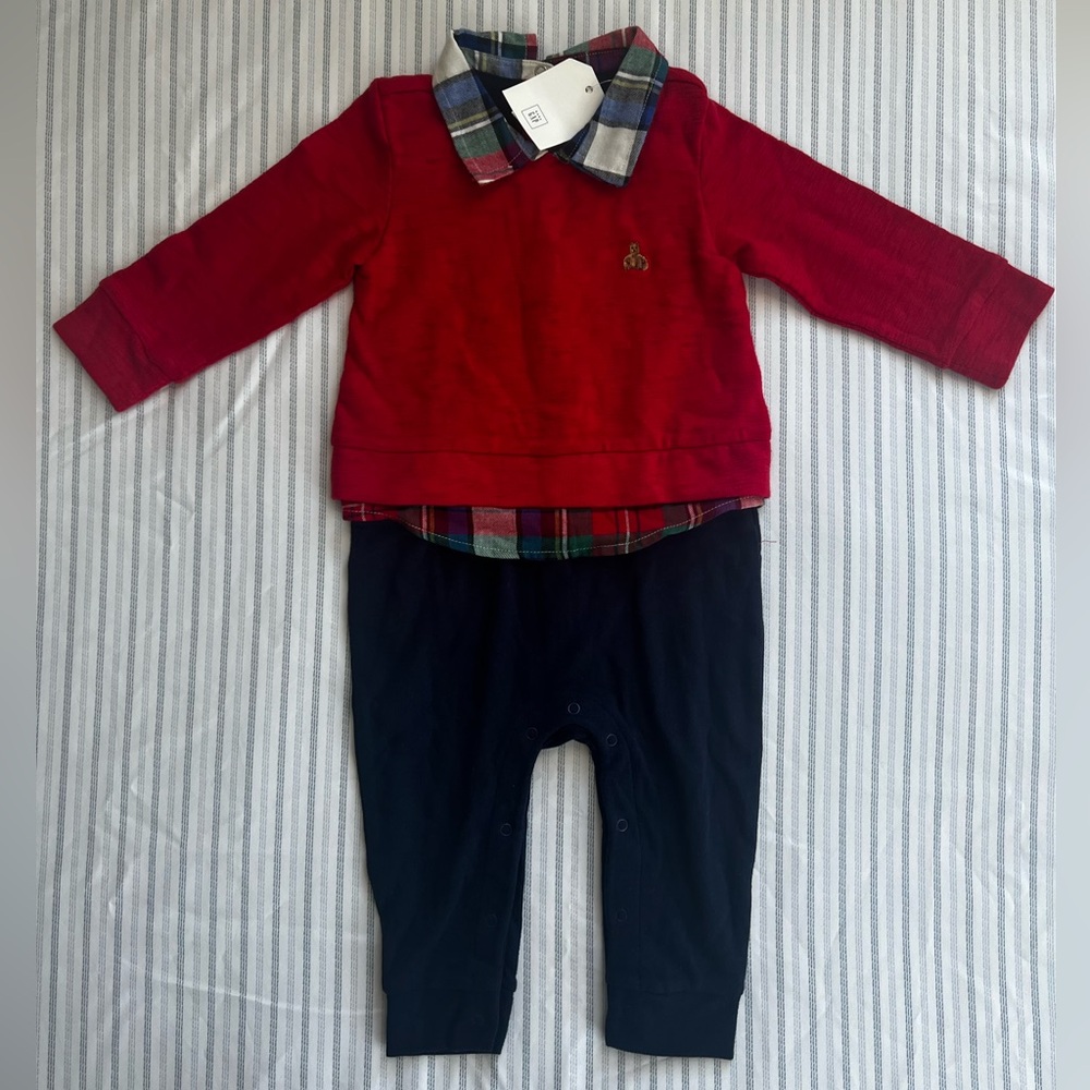 GAP Red Plaid Collar One Piece for Babies